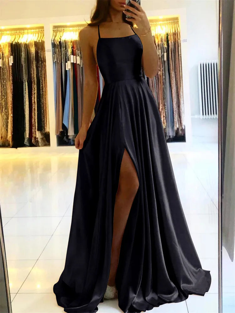Elegant Women Maxi Beach Satin Dress