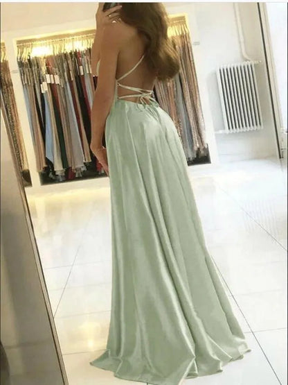 Elegant Women Maxi Beach Satin Dress