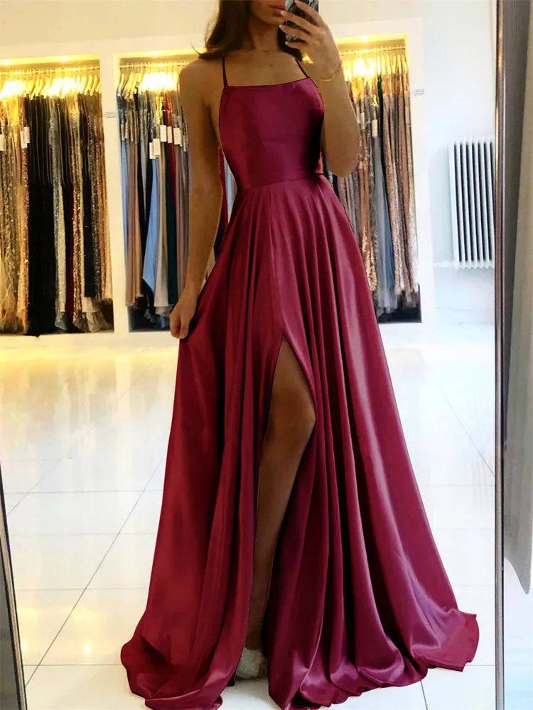Elegant Women Maxi Beach Satin Dress