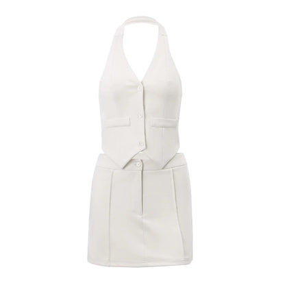 2 Piece Set- Fashion Casual V-Neck Sleeveless Suit Tank Top with High-Waist Bodycon
